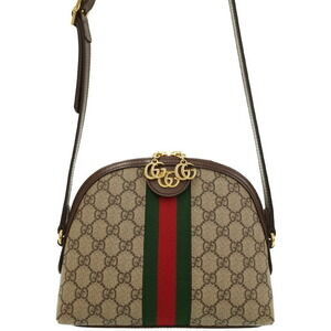 Gucci Ophidia Shoulder Bag Beige Ebony GG Supreme Canvas Brown